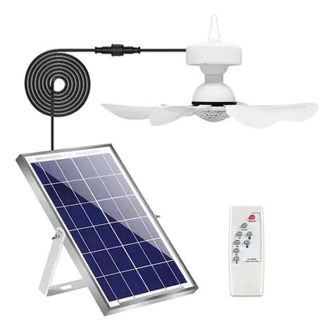 Ventilador Solar De Techo Portátil Con Luz Control Bateria