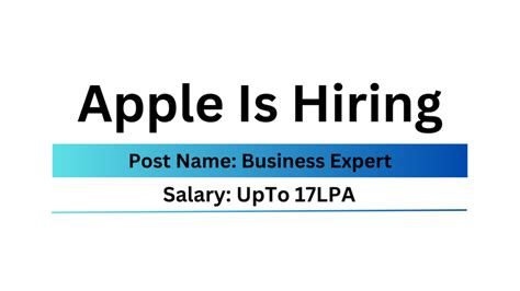 Apple Is Hiring For Business Expert Work From Office Job Urgent