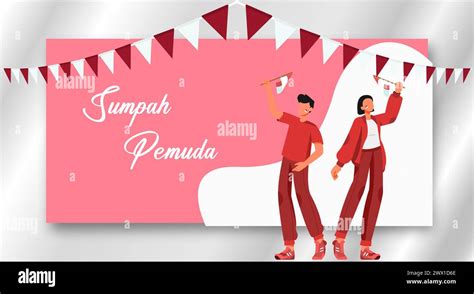 Translation Happy Indonesian Youth Pledge Day Vector Illustration