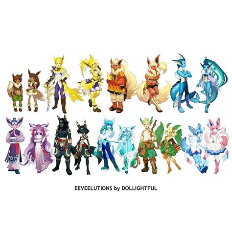 💖💛💚💙💜 Complete set of Eeveelution concept art, shown at the end of the ...