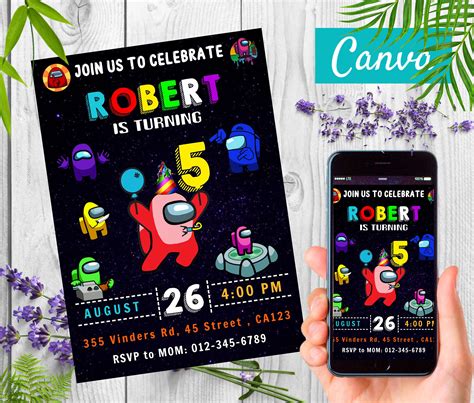 Free Editable Template Among Us Invitation 01 2022
