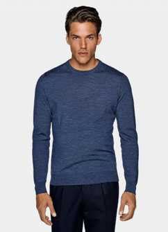 Suitsupply Suitsupply Merino Wool Slim Fit V Neck Light Blue Sweater