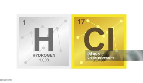 Vector Symbol Of Hydrochloric Acid Or Hydrogen Chloride Which Consists Of Hydrogen And Chlorine