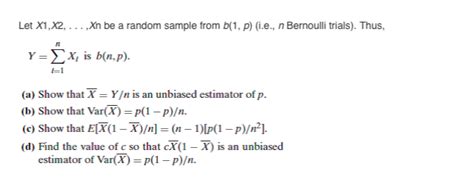 Solved Let X1 X2xn Be A Random Sample From B1 Rho