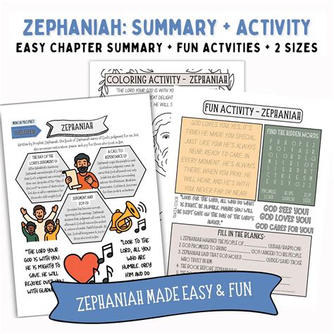 Zephaniah Bible Activity Kids, Zephaniah Bible Worksheet, Zephaniah