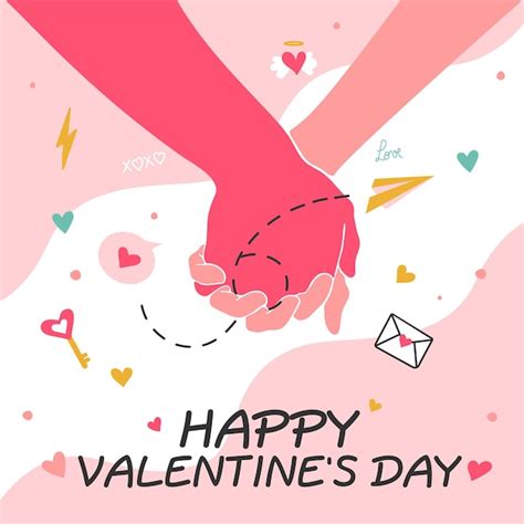 Premium Vector | Happy valentines day contour hands of lovers funny ...