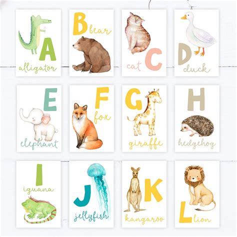 Tier Alphabet Karte Set Alphabet Flash Karten Abc Kinderzimmer Etsy De