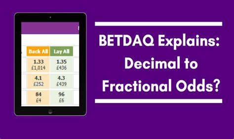 Decimal Betting Odds Conversion Explained BETDAQ TIPS