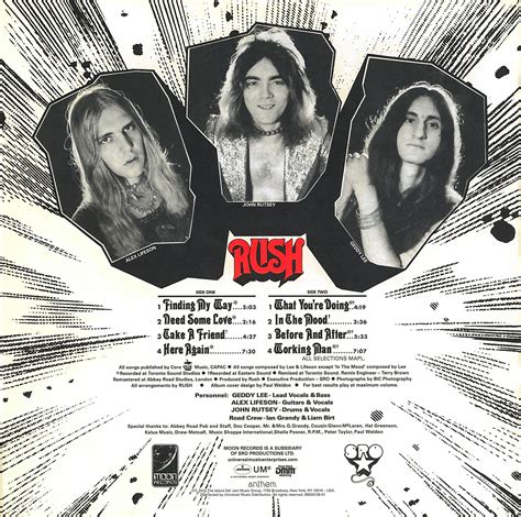 Rush Rediscovered 40th Anniversary Debut Album Reissue Album Artwork