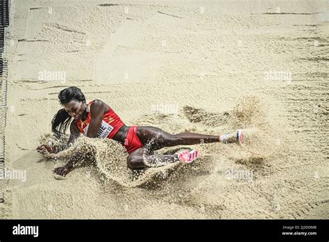 Fatima Diame jumping at the Belgrade 2022 Indoor World Championship in the long jump Stock Photo ...