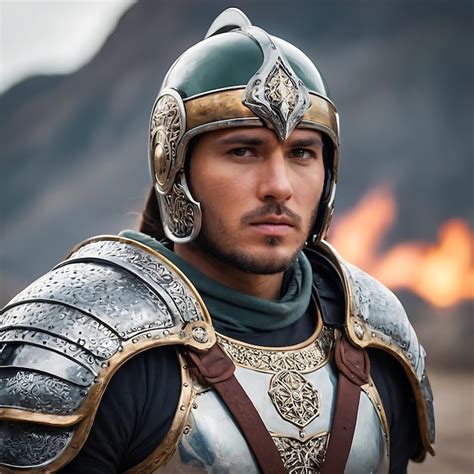 Premium Photo A Man In A Armor With A Gold And Black And Brown Design