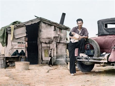 Newly Colourised Photos Show Dust Bowl Refugees Living In Shacks Dust Bowl Old Pictures