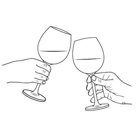 Premium Vector Two Hands Holding Wine Or Champagne Glasses And