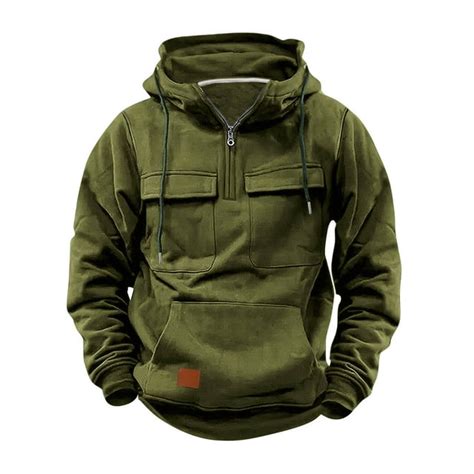 Aimik Tactical Hoodies For Men Long Sleeve Hooded Sweatshirt Vintage Sweatshirt Solid Drawstring