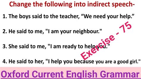 Oxford Current English Grammar Exercise 75 Direct Indirect Speech Direct And Indirect Speech