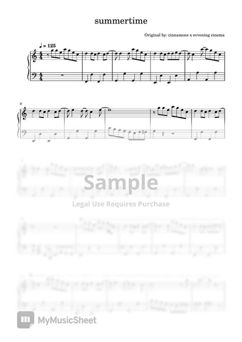 Cinnamons x Evening Cinema summertime 악보 by C Major Piano Tutorial