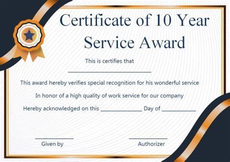 Certificate For Years Of Service Template