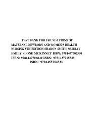 Test Bank For Foundations Of Maternal Newborn And Women S Health