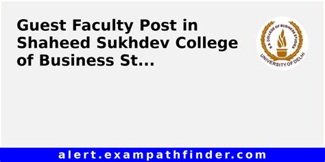 Guest Faculty Post In Shaheed Sukhdev College Of Business Studies Via