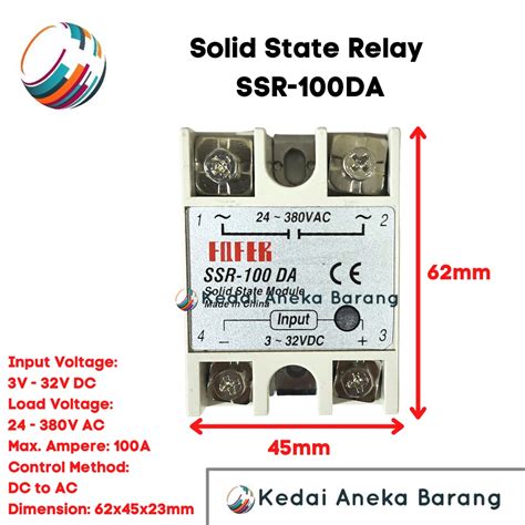 Jual Fotek Solid State Relay Single Phase Module Modul SSR SSR 100DA DC