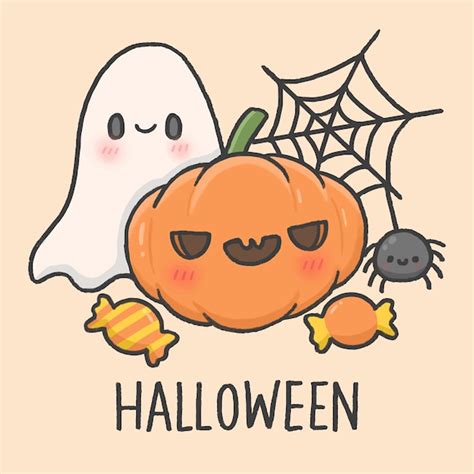 Halloween cute cartoon hand drawn style | Premium Vector