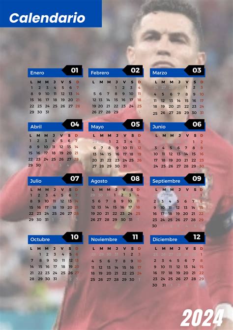 Calendario 2024 Cristiano Ronaldo Mauricio Coronel Hotmart