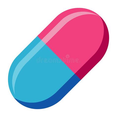 There Is A Blue And Pink Capsule Placed Against A White Background