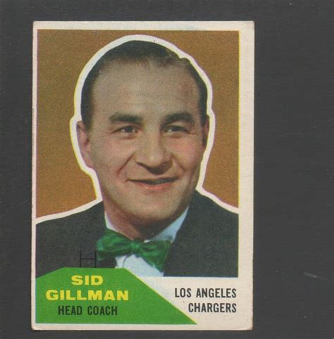 1960 Fleer Football Card 7 Sid Gillman Los Angeles Chargers Vg Ex Card