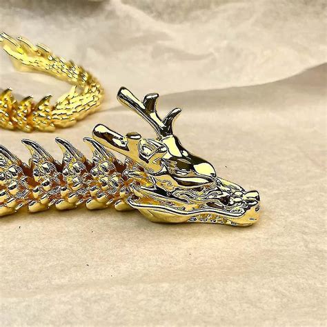 Gold Dragon With Movable Joints 3d Printed Articulated Dragon