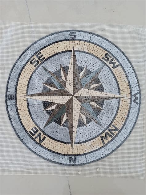 Compass Rose Nautical Marble Mosaic Medallion Flooring Tiles Etsy