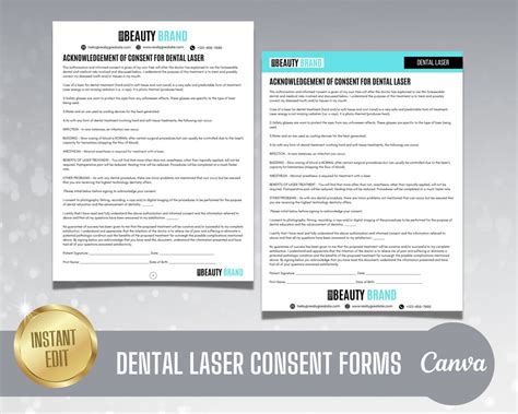 Dental Laser Consent Forms Laser Dentistry Documents Etsy