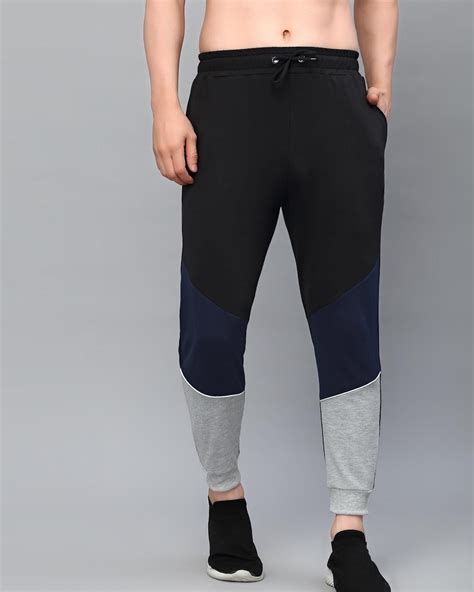 Buy Mens Black And Grey Color Block Joggers Online At Bewakoof