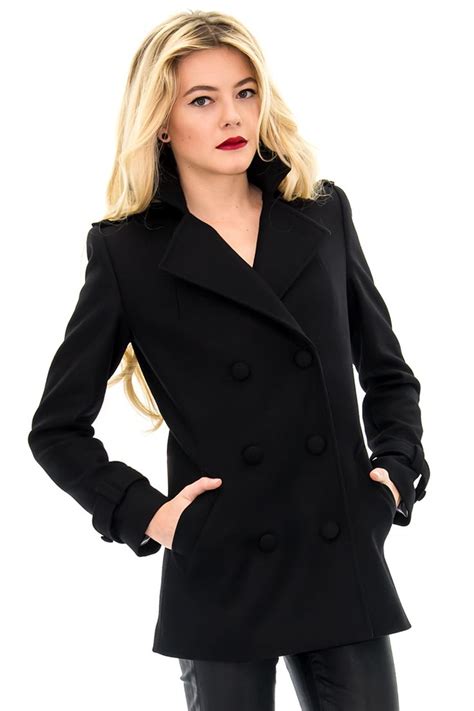 Caban Noir Manteau Cachemire Femme Caban Chaud Stefanie Renoma