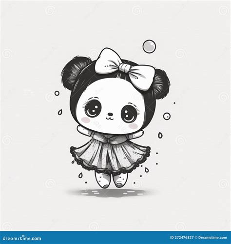 Kawaii Cute Panda Girl Coloring Book Stock Image Illustration Of
