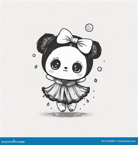 Kawaii Cute Panda Girl, Coloring Book Stock Image - Illustration of japan, child: 272476827