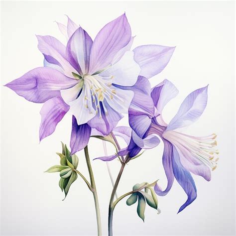 Premium Ai Image A Painting Of Columbine Flower Watercolor