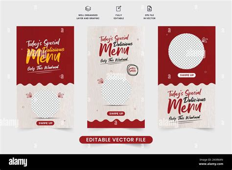 Restaurant Sale Discount Template Bundle With Maroon And Yellow Colors