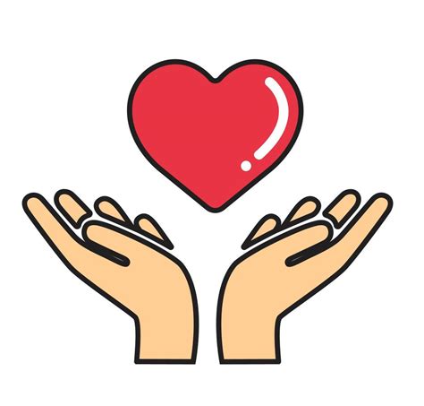 Hands Holding Heart Icon Simple Outline Hands Holding Heart Vector