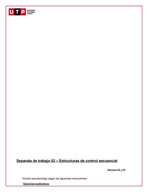 Algoritmos Trabajo Separata Separata De Trabajo Estructuras