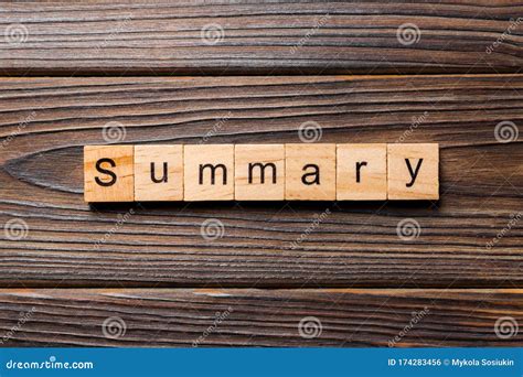 Summary Word Written On Wood Block Summary Text On Table Concept