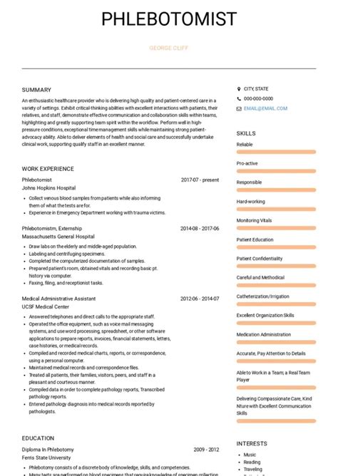 3 Phlebotomist Resume Examples and Templates