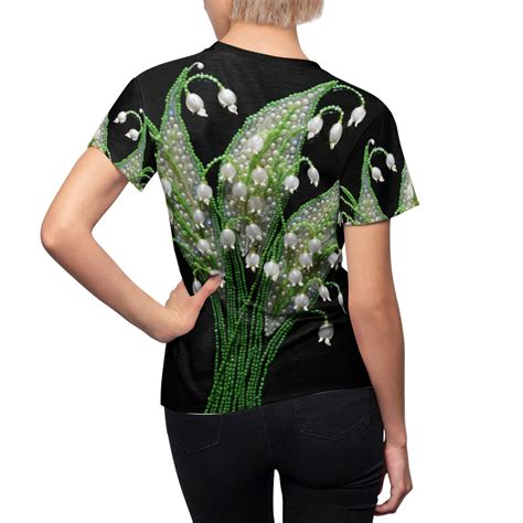 D Embroidered Lily Of The Valley T Shirt Vintage Pressed Flower Boho