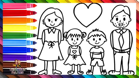 Desenhar e Colorir uma Família Desenhos Para Crianças Entre na