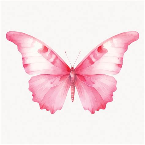 Elegante Borboleta De Aquarela Rosa Vetor Premium