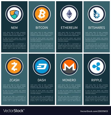 Cryptocurrency Symbols On Vertical Promo Posters Vector Image