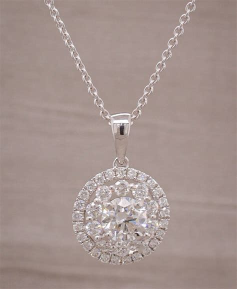 Ct White Gold Round Double Halo Diamond Pendant With Chain Rare