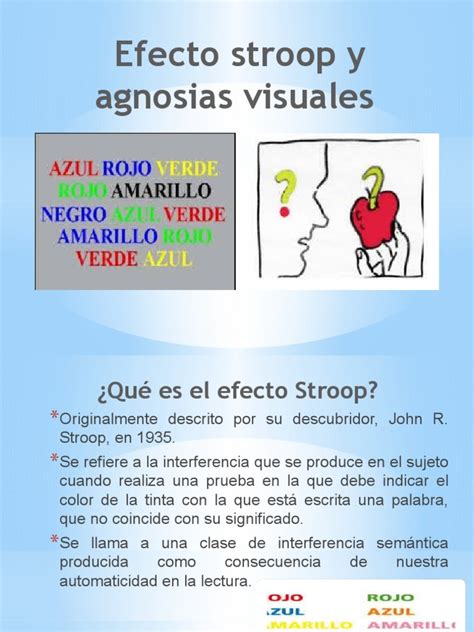 Efecto Stroop Y Agnosias Visuales Pdf Hemisferio Cerebral Procesos Mentales