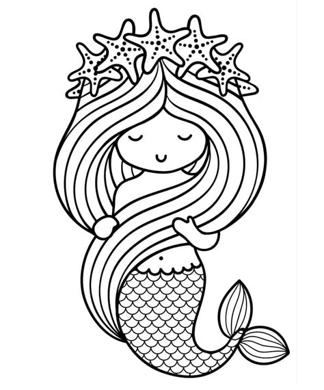 Coloriage Sirène Très Mignonne télécharger et imprimer gratuit sur