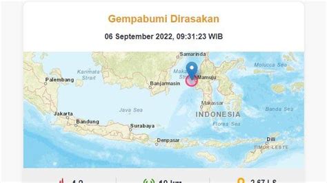 Bmkg Gempa Terkini 42 Magnitudo Guncang Wilayah Mamuju Pagi Ini