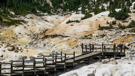 Bumpass Hell Boardwalk At Lassen Volcanic National Park Stock Image